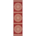 thumbnail image 6 of SAFAVIEH Beach House Braiden Medallion Indoor/Outdoor Runner Rug Red/Cream, 2' x 8', 6 of 10