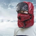 thumbnail image 1 of Gorro de invierno de cuero con forro polar grueso y cálido para montar a caballo, máscara desmontable, gorro de esquí para la lluvia, gorro de felpa, 1 of 6