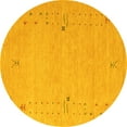 thumbnail image 1 of Ahgly Company Machine Washable Indoor Round Abstract Yellow Contemporary Area Rugs, 7' Round, 1 of 4