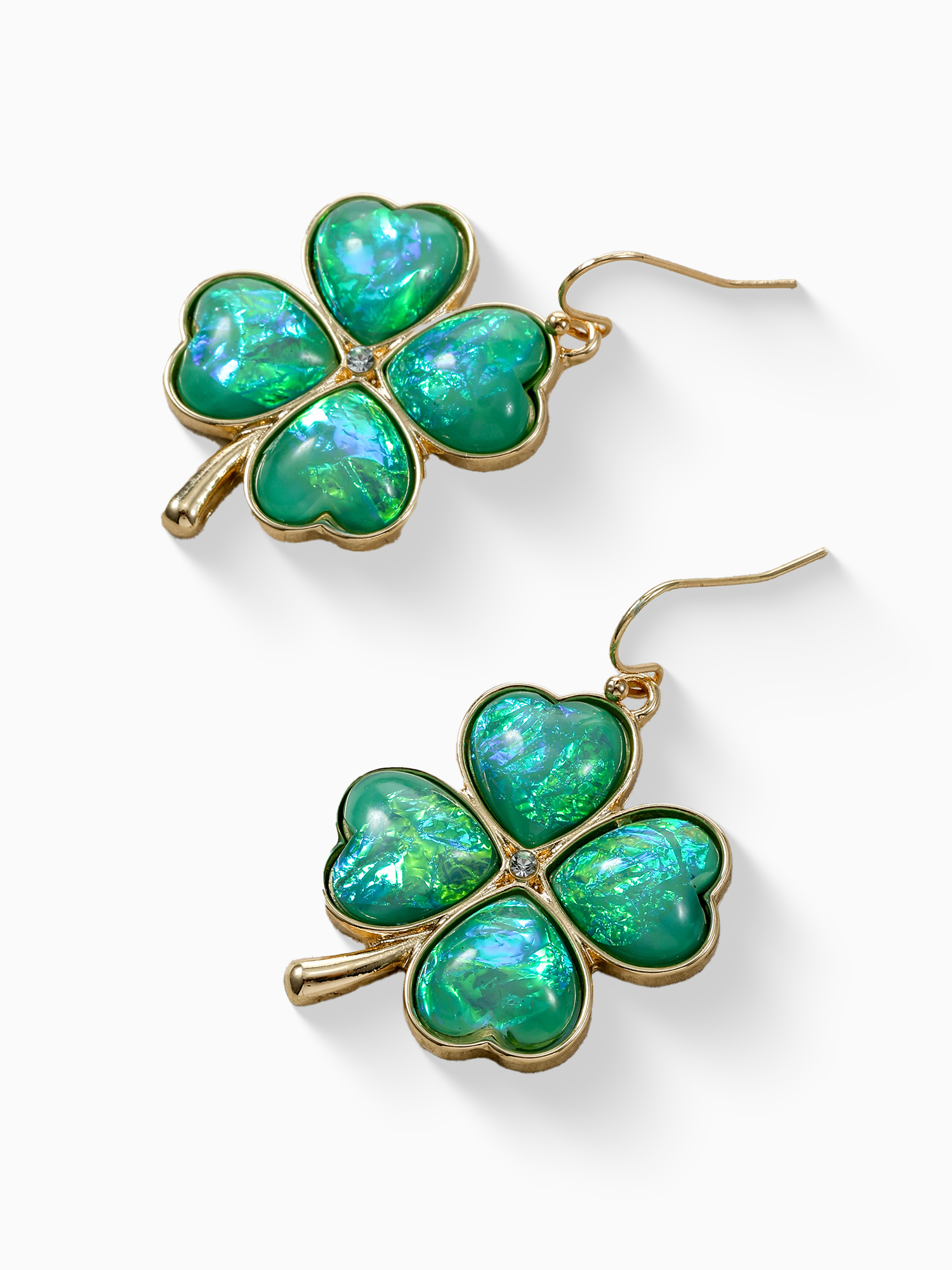 Way to Celebrate St. Patrick's Day Gold Shamrock Earrings , 1 Pair