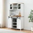 thumbnail image 3 of FOLDLIFE Farmhouse Coffee Bar Cabinet, Sliding Barn Door Buffet with Storage Shelves, Liquor Cabinet with Wine and Glass Rack, Sideboard Cupboard for Kitchen and Dining Room, White, 3 of 7