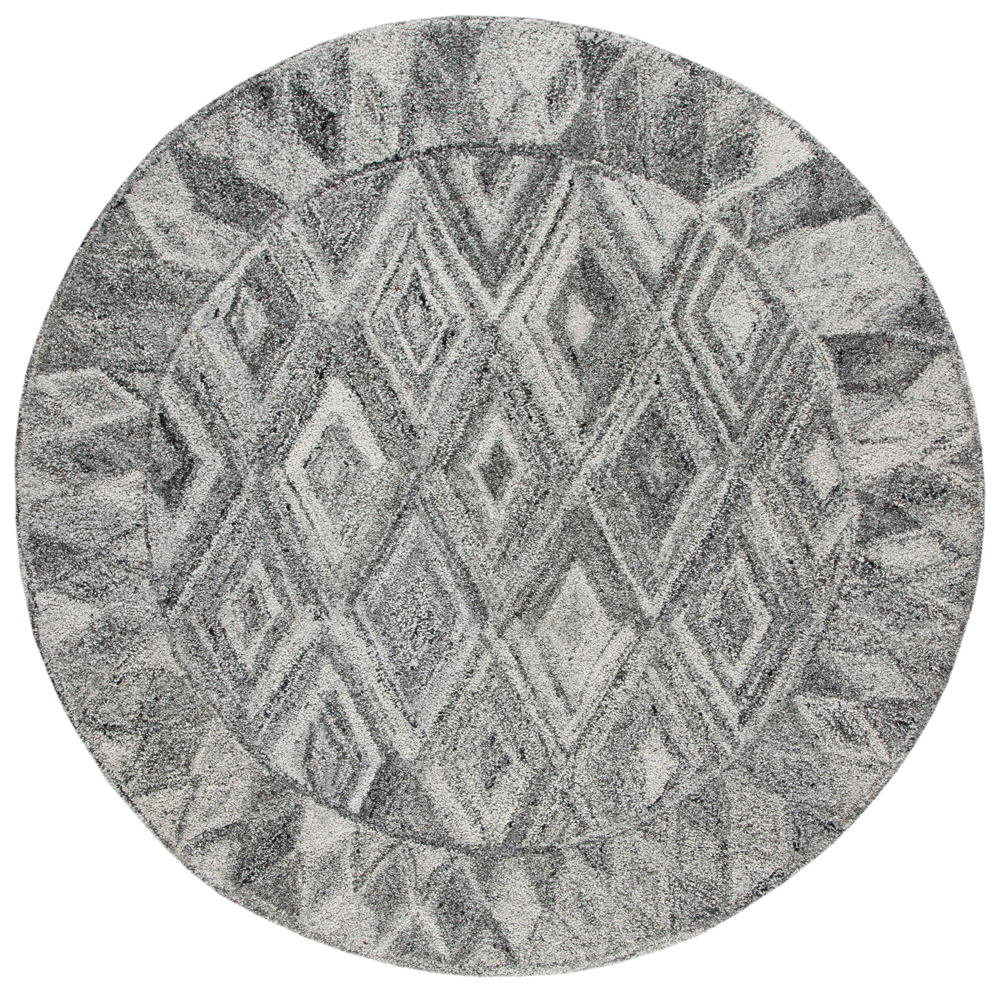 SAFAVIEH Abstract Keigh Geometric Area Rug, Gray/Black, 6' x 6' Round