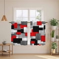 thumbnail image 2 of Red Black Geometric Kitchen Curtains 54 Inch Length, Modern Abstract Art Block Tiers Curtains for Bathroom Bedroom Cafe, Light Filtering Small Window Treatment Short Tiered Drapes 2 Panels 42"Wx54"L, 2 of 8