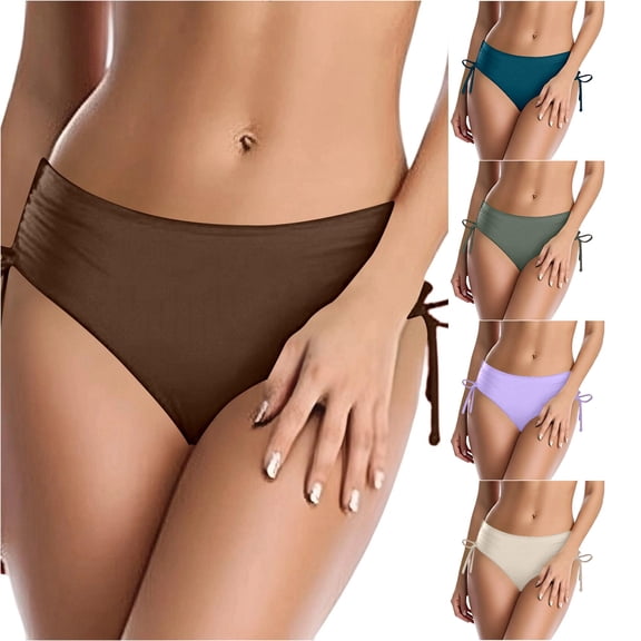SIYUDAN Womens Swimwear High Waisted Bikini Bottom Tie Side Solid Color Swim Pants, Size M