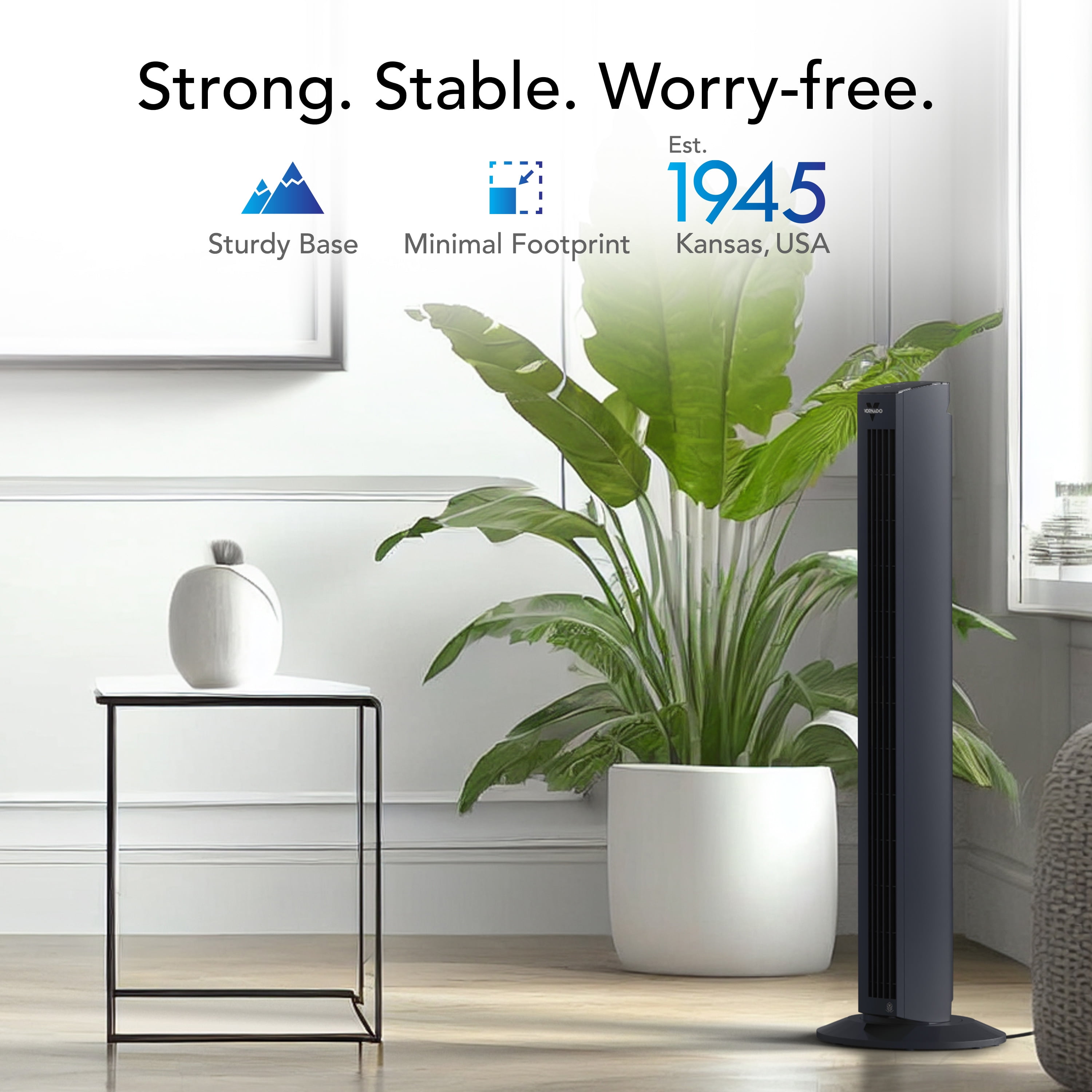 Vornado OZI42DC Tower Fan with Remote and Timer, Oscillating Standing Fan for Bedroom, Variable Speed for Precise Control, Energy Saving Design for Whole Room Cooling, Indoor Floor Fan, Black
