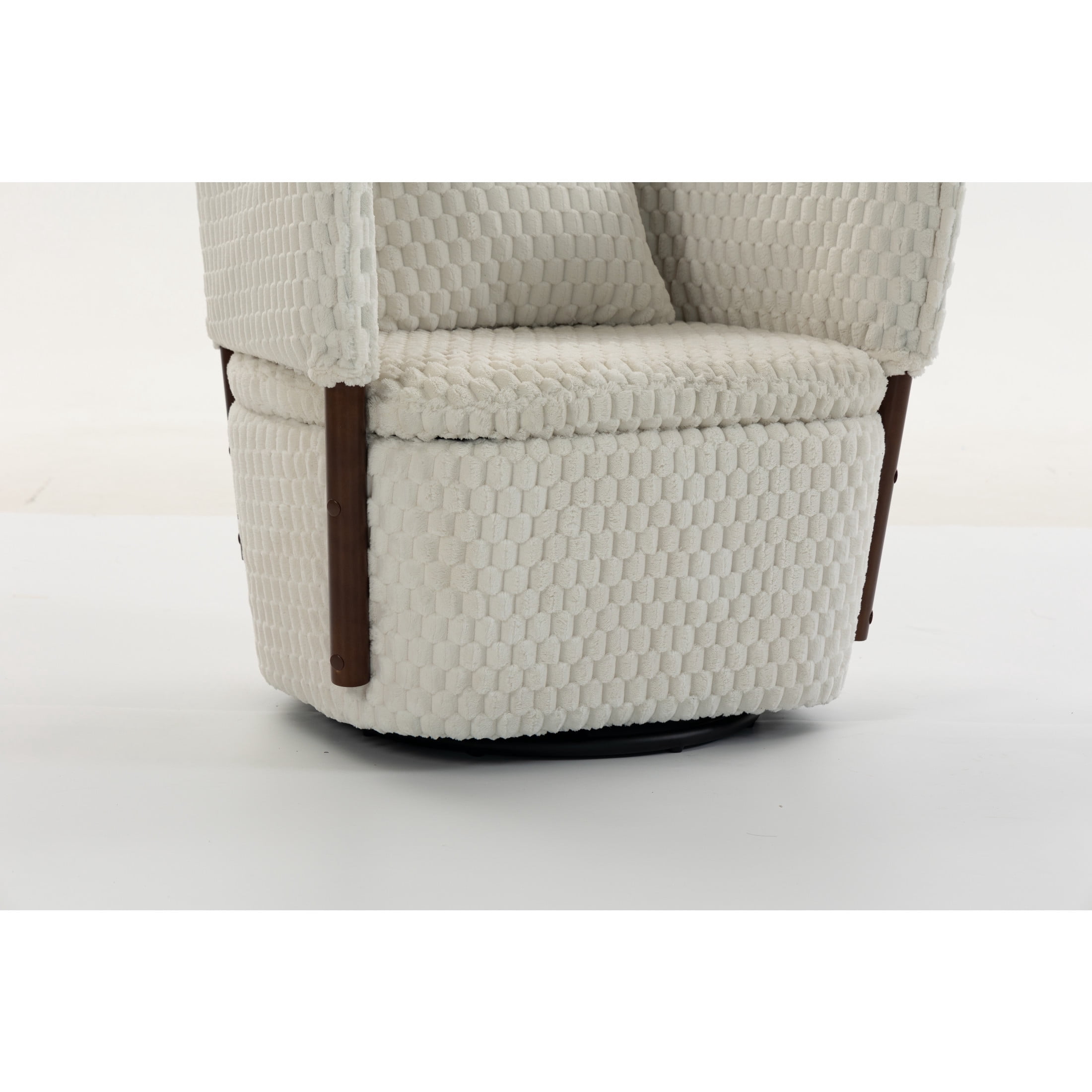 GDF Studio Derwin Mid-Century Modern 360° Swivel Accent Chair with Storage, Reading Armchair for Living Room, Antique White