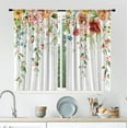 thumbnail image 2 of Watercolor Floral Kitchen Curtains 27.5Wx36H Inch Rod Pocket Colorful Wild Flower Cafe Curtains Rustic Leaves Plants Spring Botanical Farmhouse Wooden Bathroom Window Curtain Fabric 2 Panels, 2 of 5