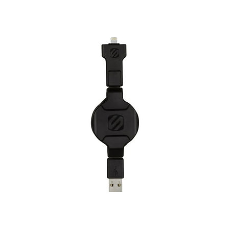 Scosche smartSTRIKE pro - Charging / data cable - USB male to Micro-USB Type B, Lightning male - 3 ft - black - retractable - for Apple iPad/iPhone/iPod (Lightning)