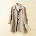 thumbnail image 4 of Sexlip Pea Coats For Women Elegant Single Breasted Mid Length Wool Coat Long Sleeve Outwear Overcoat Winter Clothing Beige M, 4 of 7
