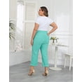 thumbnail image 6 of HDE Plus Size Pull On Capris for Women Turquoise - 2X, 6 of 6