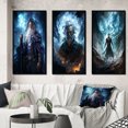 thumbnail image 1 of Designart "Powerful Wizard Magic s Mastery" Superheros Framed Wall Art Set Of 3 - Blue Superheros Frame Gallery Set For Office Decor, 1 of 6