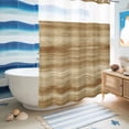 thumbnail image 5 of No Hook Shower Curtain, Light Brown Wood Grain Shower Curtains for Bathroom with See Through Top Window, Western Farmhouse Barn Door Waterproof & Washable Bath Curtain Stall 48"x72", 5 of 9