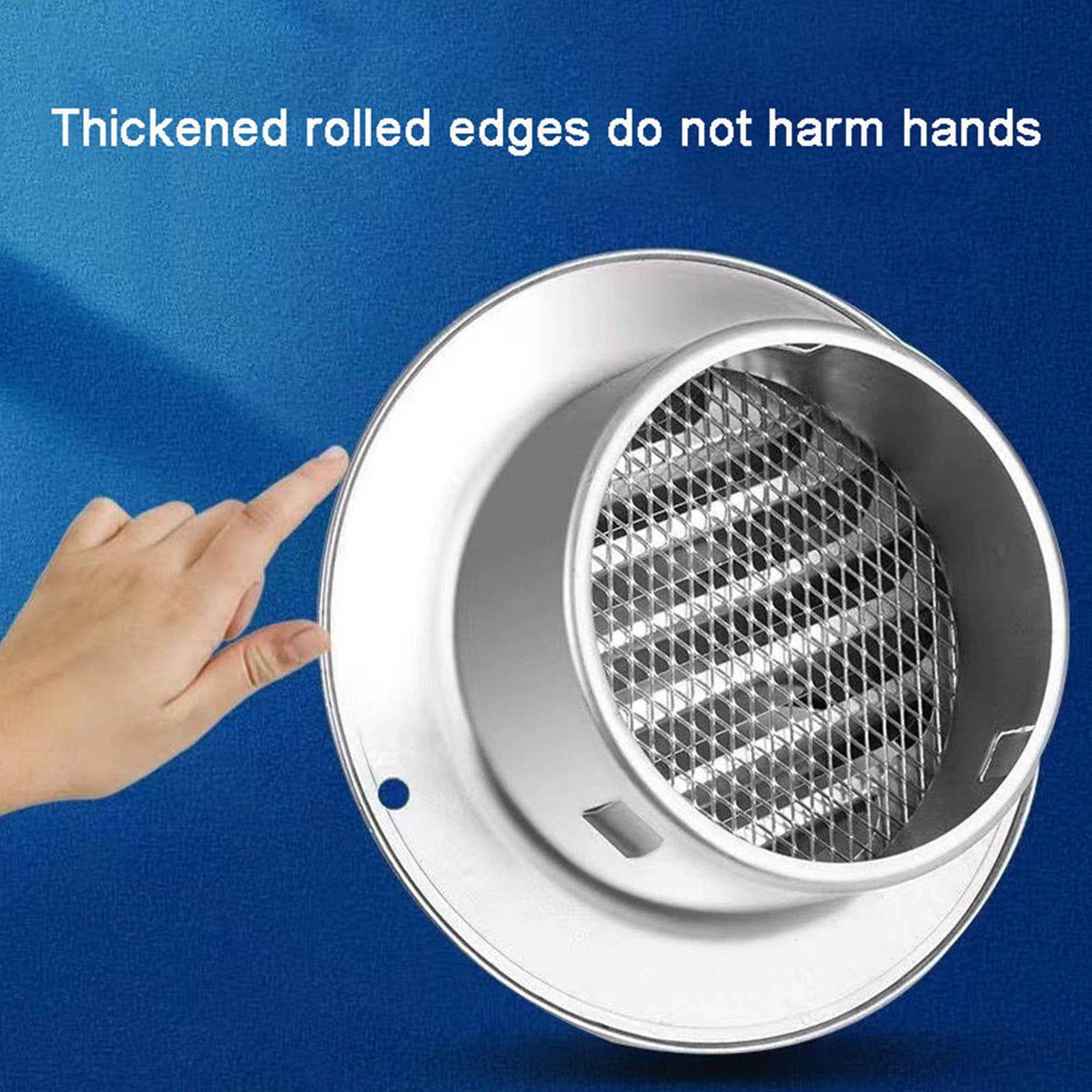 Stainless Steel Round Exhaust Vent Cover, Kitchen Range Hood Wall Protector with Rainproof Shield and Built in Screen