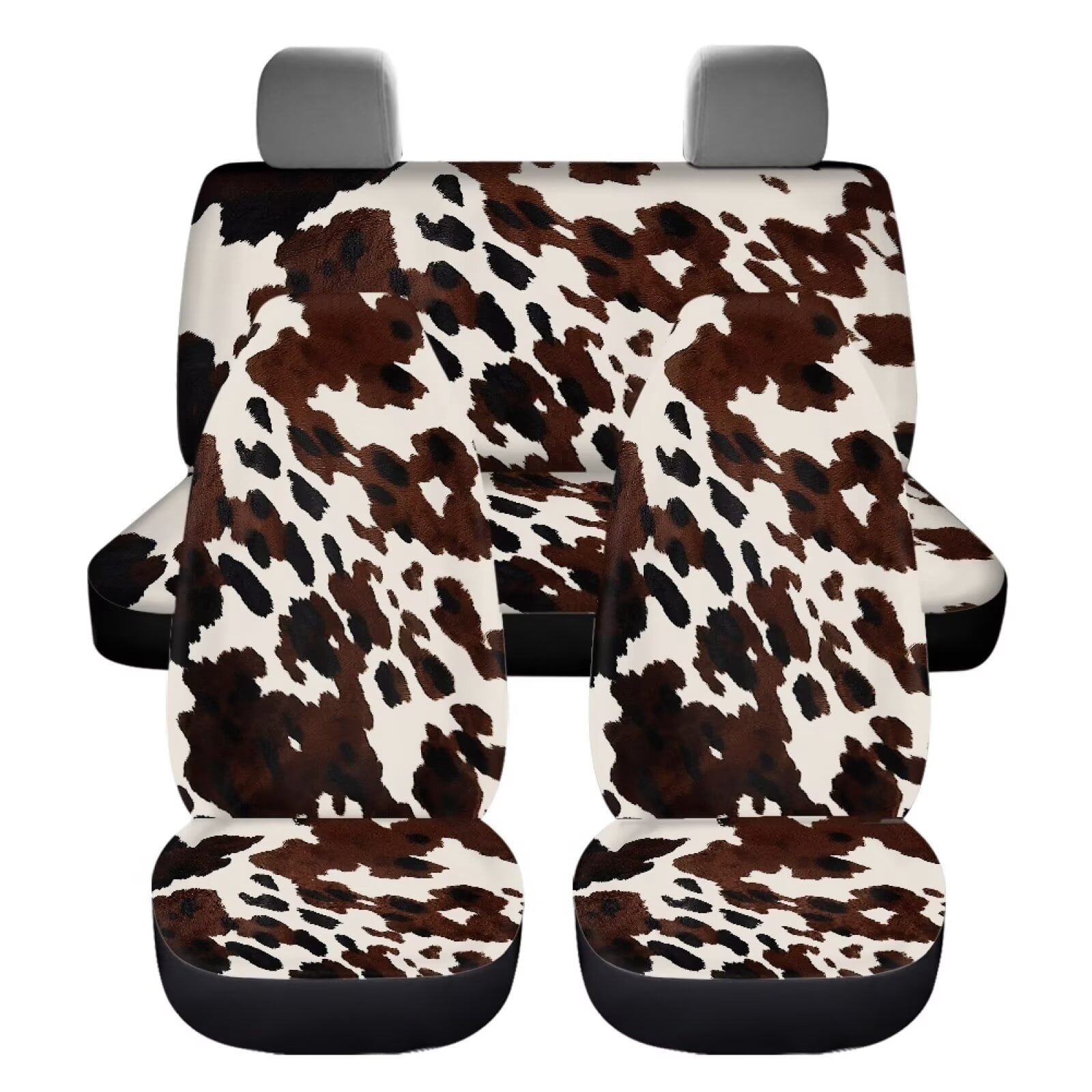 Pzuqiu Brown Cow Car Seat Covers Full Set Lightweight Front and Rear Seat Cover Set Breathable Car Seat Covers Front Seats Back Seats Easy to Install Universal Fit Most Cars Sedans Trucks