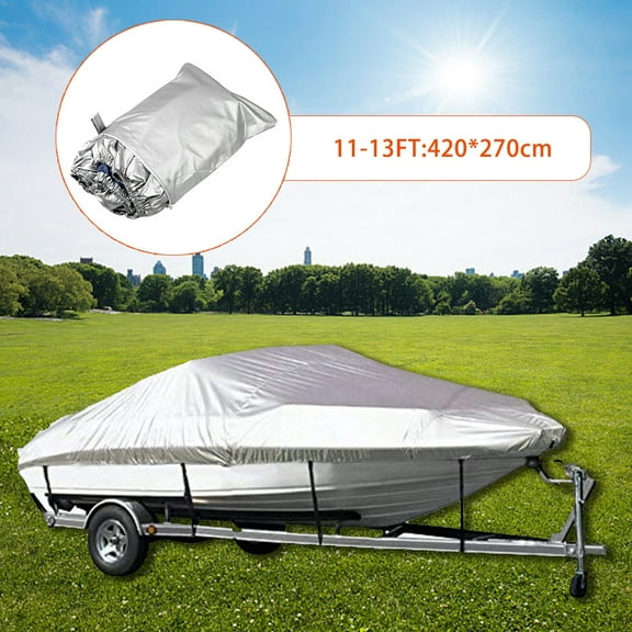 Cover,Cover Waterproof And Tear Proof Duty Silver 300d Heavy Duty 11-13ft Boat Cover Qisuo 400d Marine Cloth Duty 400d Marine 20-22ft Proof Durable Tear 11-22ft Optional Heavy