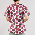 thumbnail image 4 of OIOLOYJM Scrub Tops Women Casual V-Neck Short-Sleeve Cute Print Tops Breathable Soft Stretch T Shirts Comfort Shirts with 2 Pockets Wine L, 4 of 5