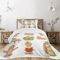 thumbnail image 3 of Ambesonne Sloth Quilted Bedspread Set 2 Pcs, Different Posed Animals, Twin Size, Pale Brown Green, 3 of 6