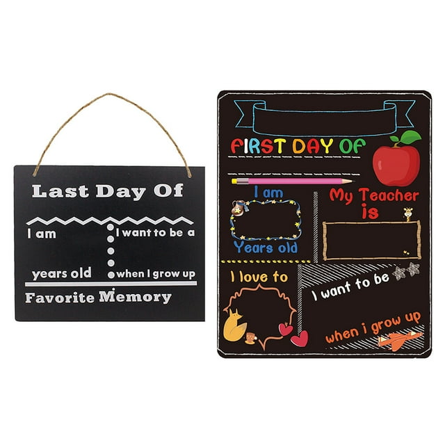 pizarras con letras impresas para el primer y último día de clases, letreros de doble cara para el regreso a clases, suministros de decoración, pizarra para decoración del hogar.