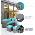 thumbnail image 2 of AECOJOY 7 Piece Patio Conversation Set,  Outdoor Sectional Sofa Rattan Wicker Dining Furniture, Blue, 2 of 6