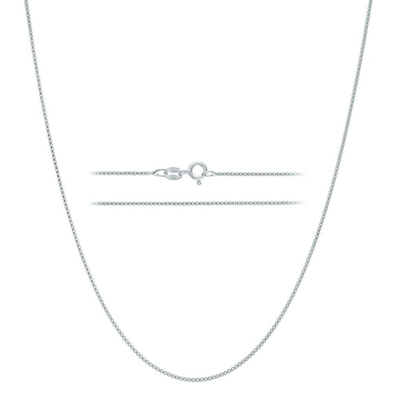 KISPER 925 Sterling Silver 1mm Thin Italian Box Chain Necklace w/ Spring Ring Clasp