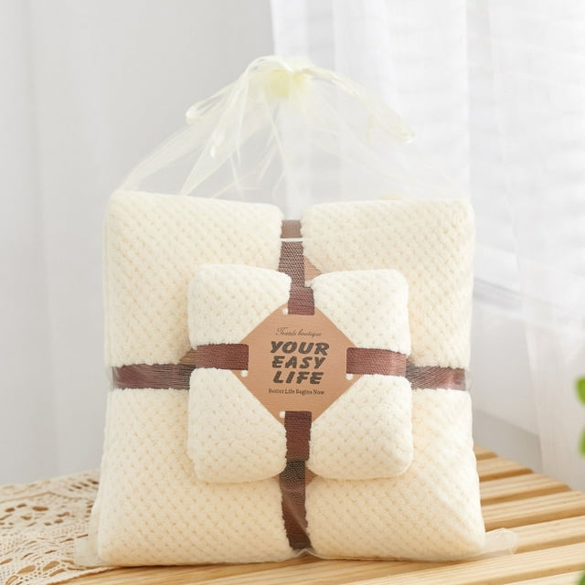 Fiudx Juego de Toallas de Terciopelo Coral, Suaves Toallas de Microfibra para Baño y Rostro, Usables y Muy Absorbentes, Cómodas para Usar En Casa o de Viaje, Set de Regalo para Madre E Hijo, Juego de