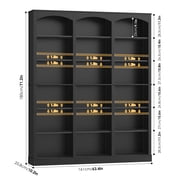 Homfa 18-Cube Bookcase and Bookshelves, 71.2 Triple Width 6 Tier Freestanding Arch Library Cabinet for Home Office Living Room, Black Bark Texture