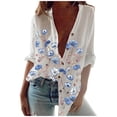 thumbnail image 2 of Puntoco Moda Mujer Suelta V-Cuello Impreso Botón Frontal Cárdigan Camisa Tops Camiseta Puntoco Puntoco-1, 2 of 5