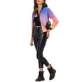 thumbnail image 2 of Allegra K Women's Standing Collar Long Sleeve Full Zip up Short Bomber Jacket, 2 of 5