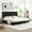 Black, variant on Queen Size Low Platform Bed Frame with Upholstered Linen Headboard for Adults Teens, 600lbs Load Fit 8''-10" mattress No Box Spring Needed, Gray