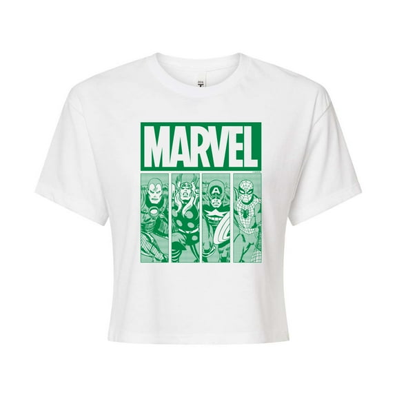 Marvel - St. Patrick's Day Green Grid - Juniors Cropped Graphic T-Shirt