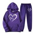 thumbnail image 2 of yievot Two Piece Outfits Women Valentines Day Printed Lounge Matching Sets Casual Jogger Sweatsuits Hoodie and Sweatpants Set, 2 of 4