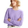 thumbnail image 2 of GrmtClth Womens Sweaters Soft Comfy Knitted Sweaters Fashion Crewneck Long Sleeve Warm Pullover Tops Light Purple L, 2 of 9