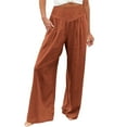 thumbnail image 2 of Bjutir Pants For Women Trendy Wide Leg Pants Summer Casual High Waisted Palazzo Pants Baggy Beach Trousers With Pocket Brown 3Xl, 2 of 5
