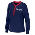 thumbnail image 2 of Women's WEAR by Erin Andrews Navy New England Patriots Waffle Henley Long Sleeve T-Shirt, 2 of 3