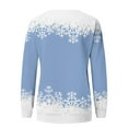 thumbnail image 6 of Women's Christmas Printed Round Neck Sweatshirt, Long Sleeve Casual Pullover Top, Raglan Sleeve Holiday Graphic Fall Winter Clothes,Sky Blue,L, 6 of 7