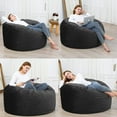 thumbnail image 2 of Giant Bean Bag Chair with Memory Foam 4 ft, Big Stuffed Bean Bag Lazy Sofa with Dutch Velvet Cover, Big Bean Furniture, Plush Lazy Sofa Overall Foam-Filled Beanbag Chair, Black, 2 of 6