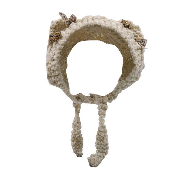 Gorro MOSSTYUS para mujer, tejido a ganchillo, orejas de gato, color beige