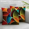 thumbnail image 3 of Abstract Throw Pillow Cushion Cover, Graphic Curved Origami Design with Colored Details Work of Art, Decorative Square Accent Pillow Case Orange White, 3 of 5