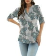 thumbnail image 5 of VERABENDI Women's Plus Size Tops 3/4 Sleeve Shirts Dressy Casual Metal Buckle V-Neck Tunic Blouses,M-4XL, 5 of 11