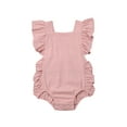 thumbnail image 1 of Baby Girl Sleeveless Jumpsuit Ruffle Solid Color Romper Summer Clothes Outfit, 1 of 6