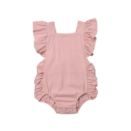 

Qiylii Toddler Baby Girl Sleeveless Jumpsuit Ruffle Solid Color One-Pieces Romper Summer Clothes Outfit 0-24M