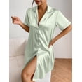 thumbnail image 3 of Ekouaer Nightgown for Women Silk Satin Nightshirt Short Sleeve Sleep Dress Casual Sleepwear, 3 of 6