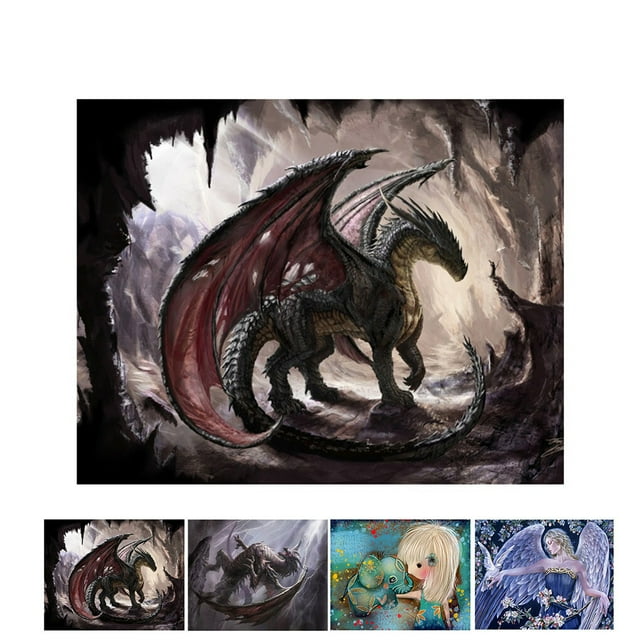Maoww 5D DIY Diamond Dragon/Elephant/Angel Painting 5D DIY elephant cross Cross Stitch Round Resin Rhinestones Embroidery Needlework Picture Home Decor