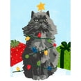 thumbnail image 2 of Vess, June Erica 19x24 White Modern Wood Framed Museum Art Print Titled - Meowy Hissmas I, 2 of 4