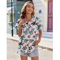 thumbnail image 5 of Zeagoo Women's Hawaiian Button Down Shirts Casual Short Sleeve Floral Tropical Print Summer Blouse Tunic Top, 5 of 7
