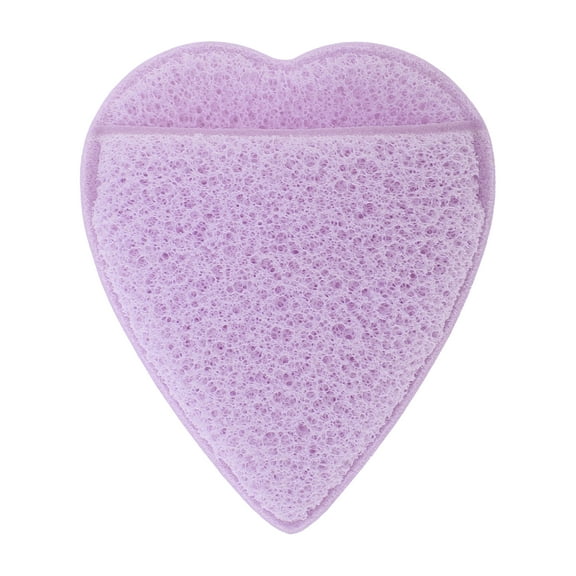 Unique Bargains 1 Pc Reusable Sponge Face Scrubber Heart Style for Removing Makeup 3.15"x2.76" Purple