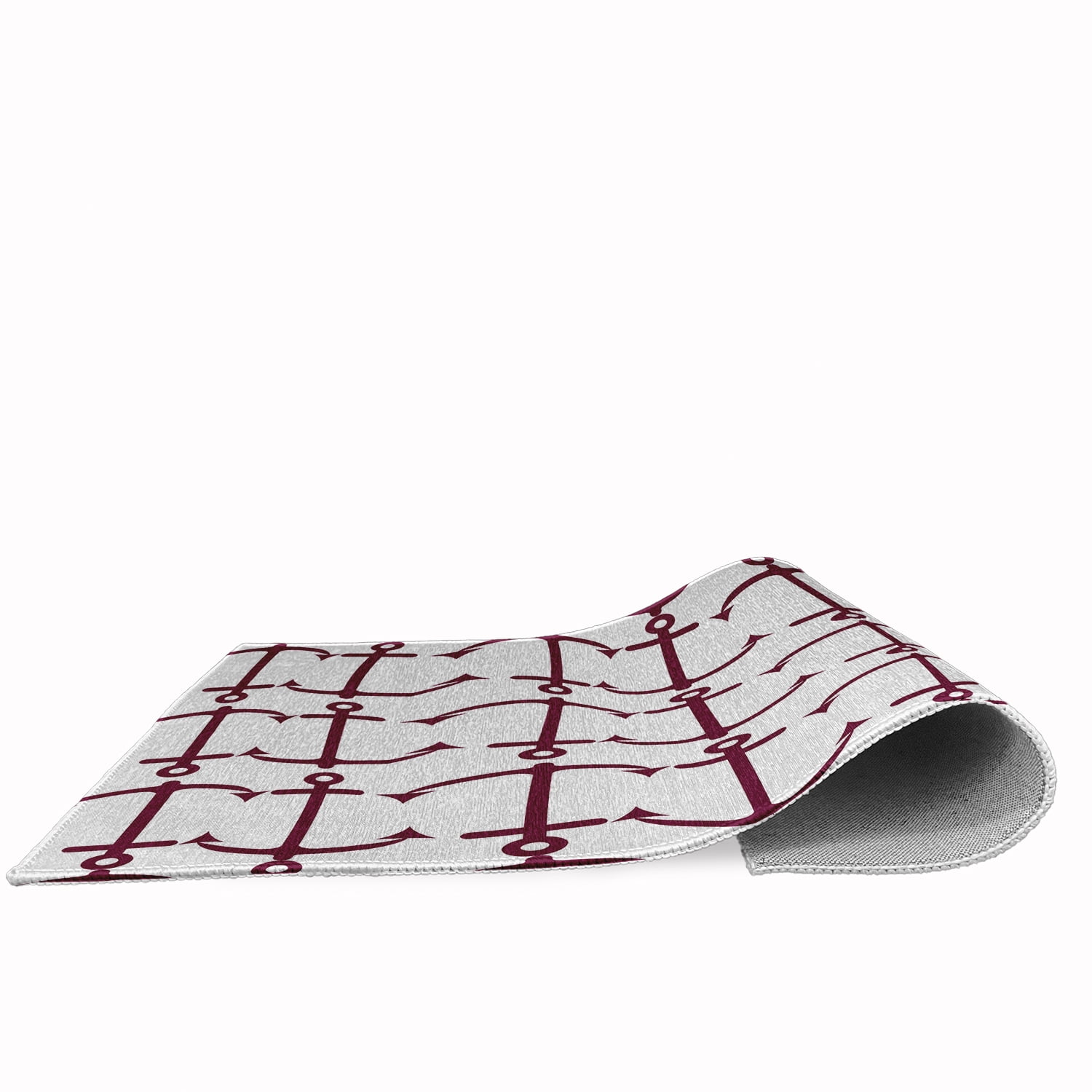 24" 36" Simply Daisy Anchor Pattern Beach Style Chenille Area Rug, Maroon Red