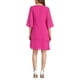 thumbnail image 3 of Vestido de gasa con volantes para mujer Inspire Chic, de corte A, con mangas 3/4, largo hasta la rodilla, color rosa intenso, talla L, 3 of 6