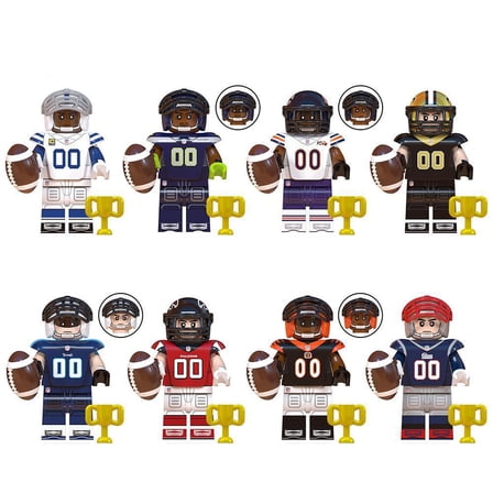8 Pcs Action Figures Building Blocks Toys Set, Collectible 1.77 Inchs Minifigures Building Kits Awesome Nfl Gift for Kids Fans of the Character Building Toys