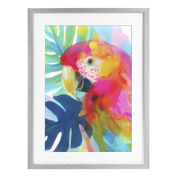 Stupell Industries Scarlet Macaw in Paradise Gray Framed Print Under Glass, design by Chromatic Storm Studio